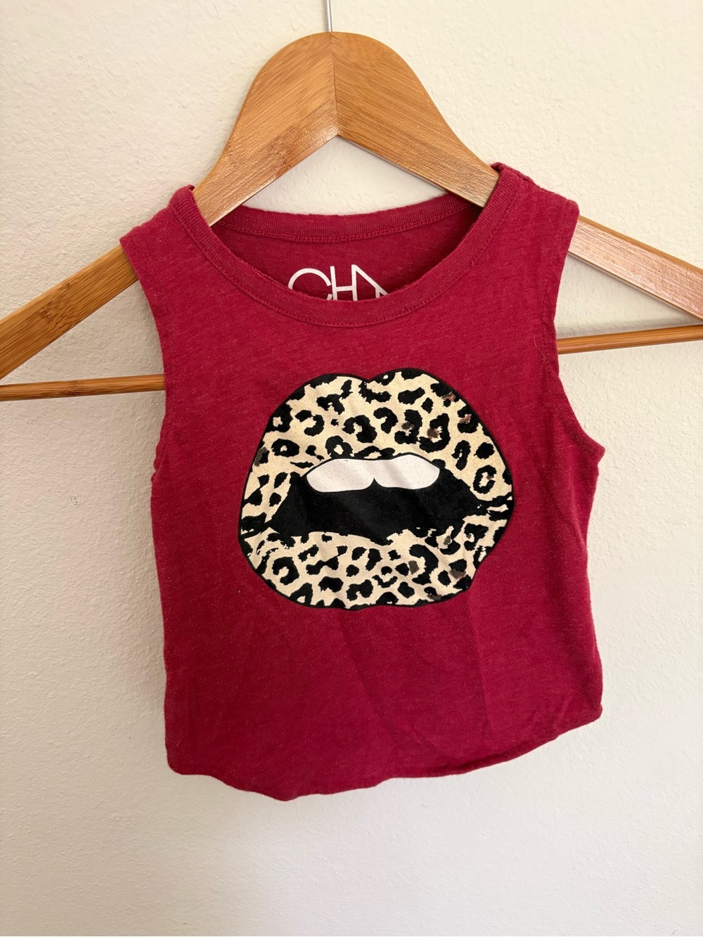 OshKosh B'gosh Burgundy Tank with Leopard Lip Graphic